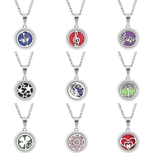 New Small Aromatherapy Necklace Open Style Tree Flowers Aroma Diffuser Locket Pendant Necklace Perfume Necklace Women Jewelry