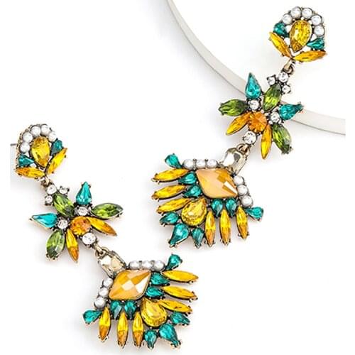 ZHINI New Elegant Crystal Long Earrings for Women Bohomia Personality Big Earring Dangle Earring Statement Jewelry Brincos