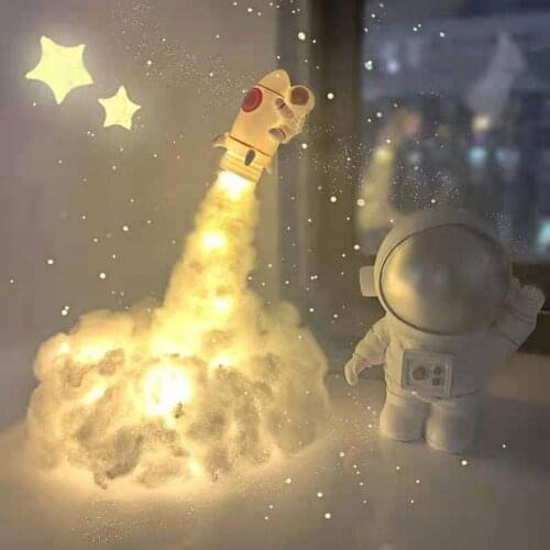Clouds Rocket Night Light Exquisite Handmade Colorful DIY Material Package Astronaut Lamp Ornaments for Children Room