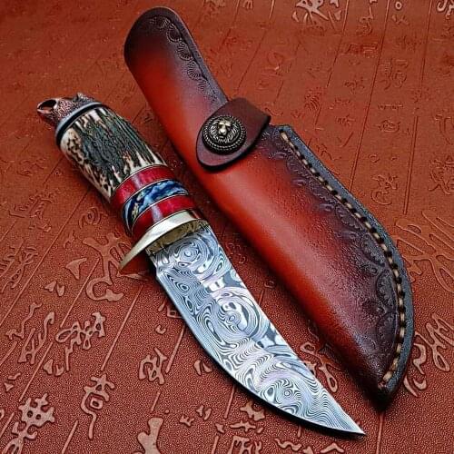 Ruifen steel VG10 eagle head head handleStraight Knife Hunting Knife Outdoor Camping Self-defense Tools