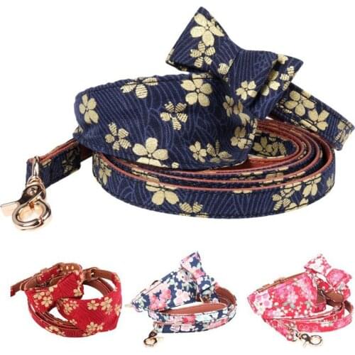 Pet Collars Leash Puppy PU Bandana-Style Bow Tie Collar Necklace Dog Collar Bow Tie Towel Leash Set Necklace