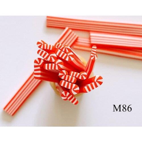M-86 100pcs 5mm Nail Art Polymer Clay Cane Christmas Candy Shape Christmas Sticks