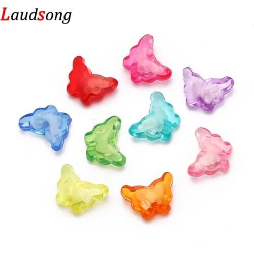 30Pcs 11x15mm Transparent Mix Color Acrylic Butterfly Beads Spacer Charms Beads For Jewelry Making DIY Bracelet Necklace