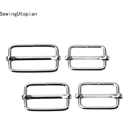 20PCS Metal Adjustable Rectangle Tri-glides Wire-formed Roller Ring Belt Ribbon Buckle for Backpack Bag Pets Collar Accessories