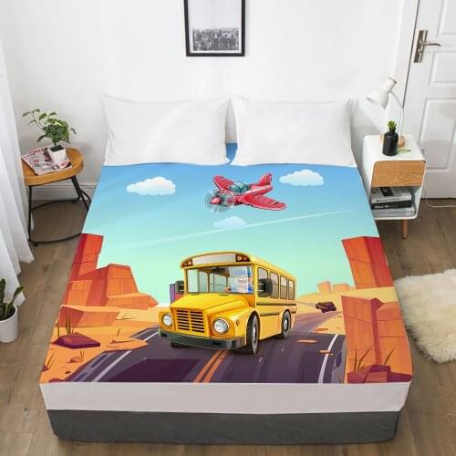 Car Cartoon Kids Elastic fitted sheet bed sheet With An Elastic Band 150x200 Mattress Cover Bed cover for children baby aircraft