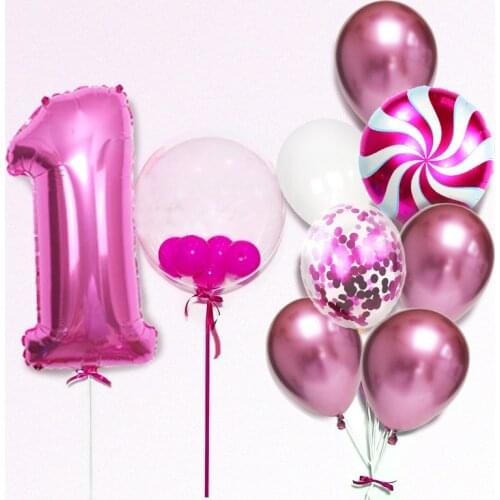 Happy Birthday Balloons Helium Number Foil Balloon for Baby Boy/Girl Kids Adult Birthday Party Decorations Bobo Confetti Balls