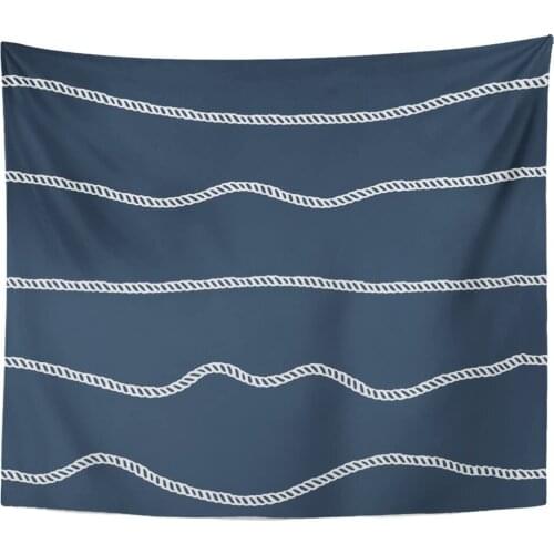 Blue Abstract Rope Marine Lines Navy Cable Cord Cordage Tapestry Home Decor Wall Hanging for Living Room Bedroom Dorm 50x60 inch