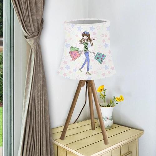 Fabric Table Lamp Shade Fashion Floral Prints Lampshade Modern Cartoon Lady Style Wall Lamp Covers Lamp Candle Lamp Shade