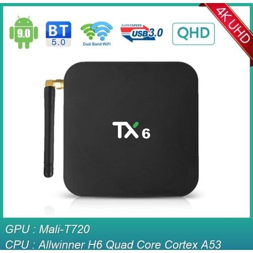 Android 9.0 TV Box TX6 4G 32G/64G 2.4G/5.8G Wifi QHD Smart TV Box Allwinner H6 Quad Core USB 3.0 4K Media Player Set Top Box