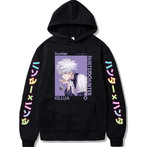 2020 Streetwear Tops Anime Hunter X Hunter killua Printed Men Casual Homme Fleece Pullover Hoodie
