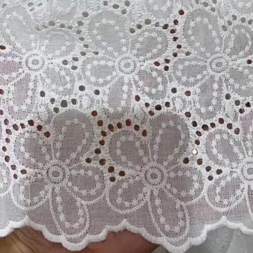 White Flower Hollow Out Lace Cloth Embroidered Womens Summer Cotton Cloth Hollow Lace Fabric