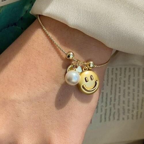 Smile Face Love Bracelets For Women Fashion Cute Charm Girls Bracelet Adjustable Chain Simple Elegant Gold Korean Bracelets
