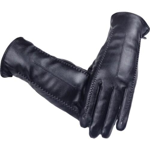 Autumn Winter Sexy Women PU Leather Thickened Touch Screen Warm Full Fingers Windproof Driving Waterproof Gloves Mittens S36