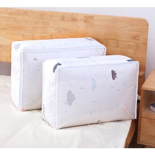 1 Piece Of Household Foldable Quilt Storage Bag Home Clothes Quilt Pillow Blanket Feather Print Storage Bag Luggage Storage Bag
