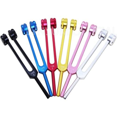 128Hz Medical Neurological Massage Sound Healing Therapy Cute Tuning Fork with Mallet Flannel Bag Chakra Ball Hammer