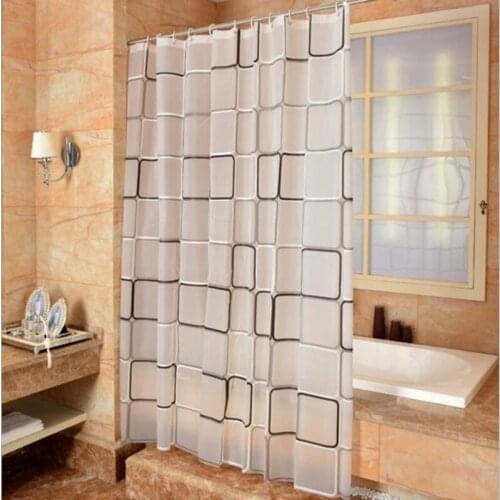 180*180/180*200/200*200cm Bathroom Decoration PEVA Waterproof Mouldproof Plaid Bathroom Shower Curtains With Hooks