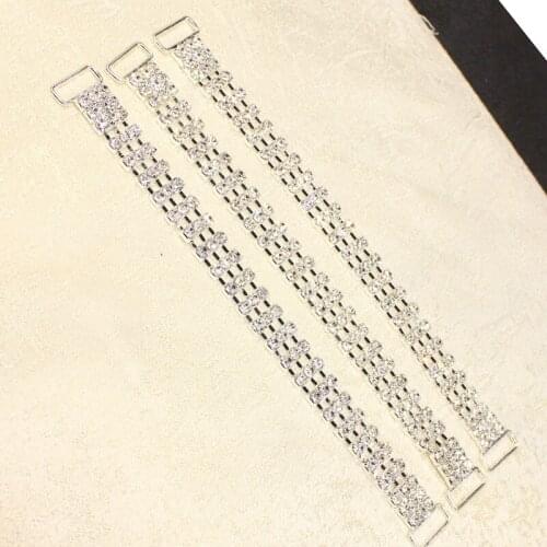 2018 Hot! 10pcs 165mm Long 3 Rows Rhinestone Bikini Connectors/ Buckle Stunning Look Metal Chain For Swimming Wear Decoration