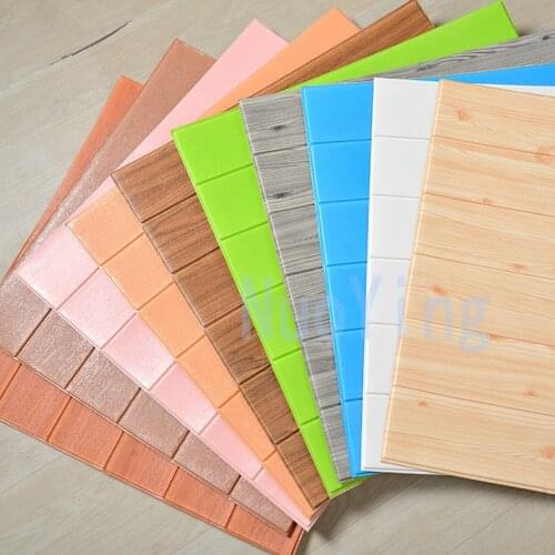 3D PE Foam Wood grain Panel Wall Stickers For Kids Rooms Home Decor Removable Kids Safty Art Mural Self-adhesive DIY Wallpaper