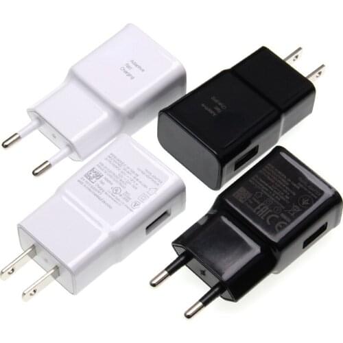 50pcs/lot US/EU/AU/UK Adaptive Fast Charge Adapter for Samsung S6 Note 4 5 Black and White No Logo