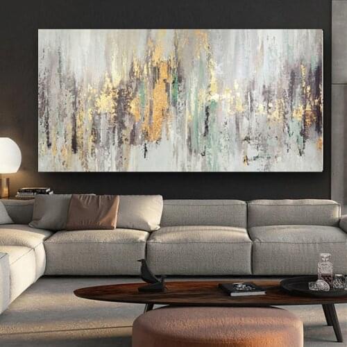 Abstract Art Decorative Large Wall Painting on Oil Painting Vertical Handmade Frames for Living Room Decoration Golden Painting