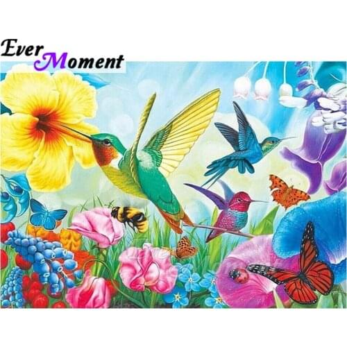 Ever Moment Diamond Painting Flower Bird Full Square Drill Mosaic Picture Of Rhinestone Diamond Embroidery Cross Stitch ASF1617