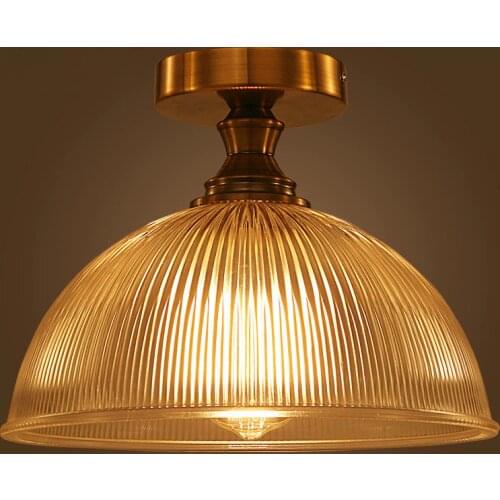 American vintage bronze iron E27 LED bulb ceiling lamp home deco living room DIY creative clear glass ceiling lighting fixture
