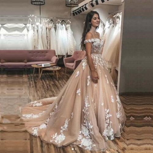 ANGELSBRIDEP Sweetheart Ball Gown Wedding Dresses Vestido De Noiva Sexy Off-Shoulder Applique Formal Saudi Arabia Bride Dresses