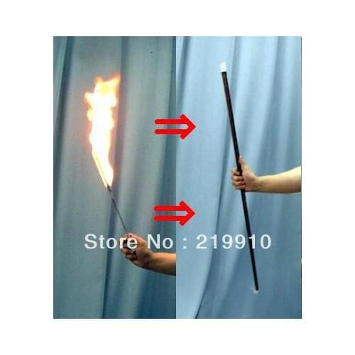 Free Shipping Fire Torch To Cane - Black --Magic Trick, Fun Magic, Party Magic