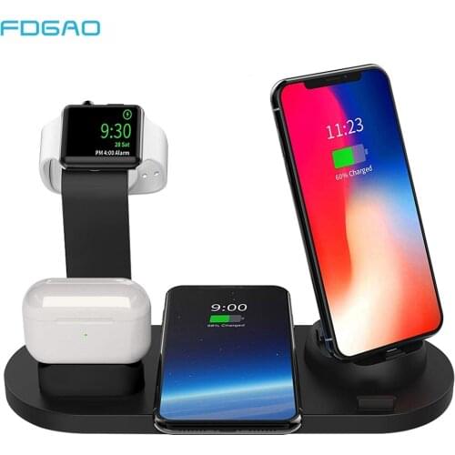 FDGAO 4 in 1 Wireless Charging Stand For Apple Watch SE 6 5 4 3 2 iPhone 12 11 X XS XR Airpods 10W Qi Fast Charger Dock Station