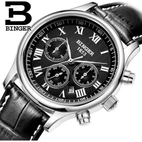 New BINGER Automatic Mechanical Men Watch Military Watches Men‘s Top Luxury Brand Multi-function Waterproof Male Clock B6036