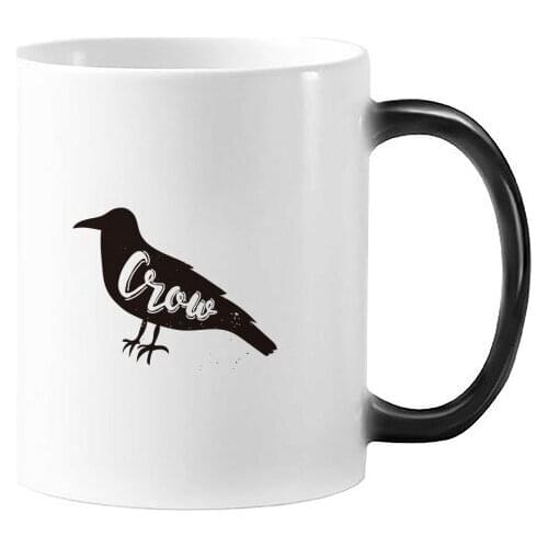 Crow Black And White Animal Morphing Heat Sensitive Changing Color Mug Cup Gift Milk Coffee With Handles 350 ml