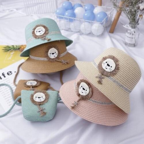 Children Girl Cartoon Concise Casual Cute Sweet Breathable Sunscreen Beach Sun Hat With Bag Toddler Girls Accessories 1-8Y