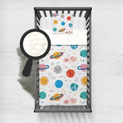 Kids Minky Blanket Super Soft and Warm Blankets Children for Couch and Bed Colorful Planets Sun Saturn Model 1408