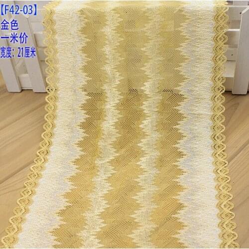 2 Meters Gold Silver Pink Blue Stretchy Handmade Garter Wide Elastic Lace Trim Wedding Dress Skirt Lace Fabric 21cm Width