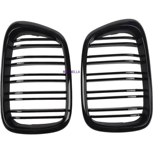Glossy Black Front Hood Kidney Grille Grill ABS Dual Line Compatible for BMW E39 5-Series 525 528 1995-2004 Front Bumper Grille