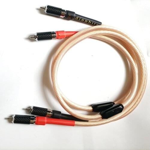 Hifi OCC Signal RCA Cable Carbon Fiber Rhodium Plated Connector For AMP CD Player Speaker Audio Interconnector Cables