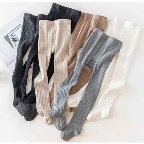 2021 Lovely Kids Pantyhose Tights Winter Solid Color Ribbed High Waist Leggings Pants Trousers for Toddler Girls 2-12 Years