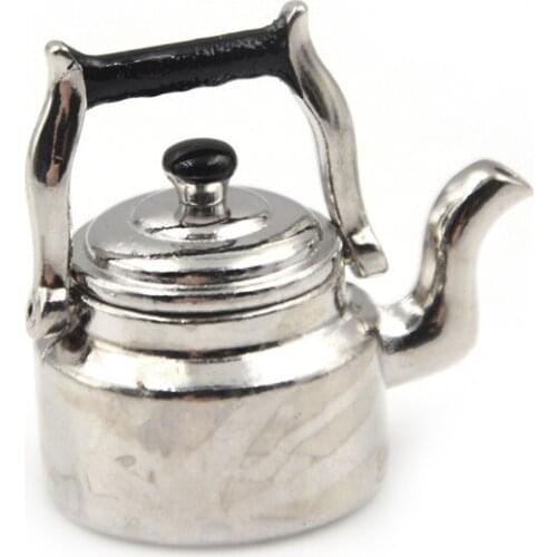 New arrival 1/12 Dollhouse Miniature Accessories Mini Metal Milk Tea Pot Simulation Kettle Model Toys for Doll House Decoration