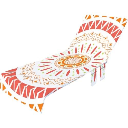 Fashion Printed Fiber Quick-drying Beach Chair Cover Hotel Vacation Sunbathing Garden Lawn Chair Cover With Storage Bag
