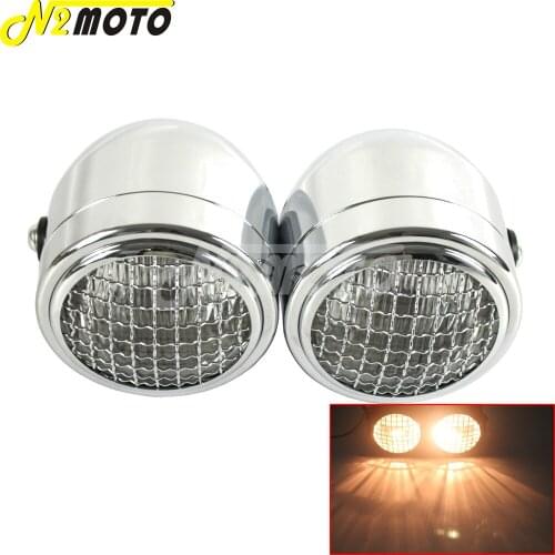 Motorcycle Chrome Dual Sport Twin Dominator Head Light H4 12V 35W Front Lamp for Cafe Racer Honda VTX Shadow Cruiser Dirt Bikes