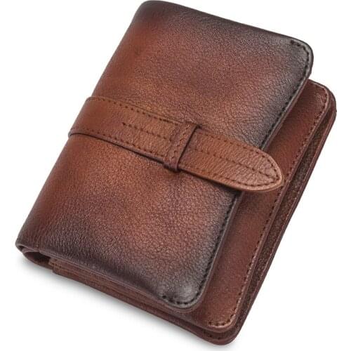 2021 New Mens Wallet Retro Genuine Leather Business Card Holder Wallet RFID Blocking Anti Theft Credit Card Purse Men