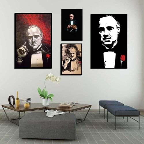 Wall Art Modern Living Room Home Decor Picture Godfather Movie Marlon Brando Al Pacino Poster Canvas Painting