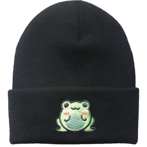 New Frog Hat Women Men Winter knitted Beanie Cap Cute Cartoon Fashion Embroidery Boy Gril Hats Ski Warm Unisex Cotton Hats