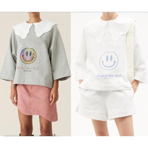 2021 Early Autumn New Fashion Men and Women Mid-sleeve Casual Tops Smiley Face Pattern Loose T-shirt