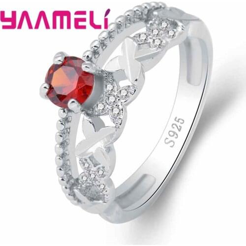 New New Fashion 925 Sterling Silver Ring Red Cubic Zirconia Cross Jewelry Party Enagaement Gift For Women High Quality