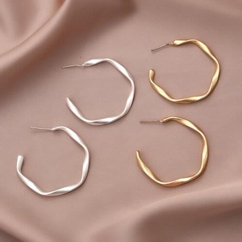 New 2021 S925 Metal C Hoop Stud Earrings For Women Female Small Circle Pendant Simple Earing Wedding Party Jewelry Gift