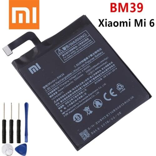 Xiao Mi Original Phone Battery BM39 For Xiaomi Mi 6 Mi6 3250mAh High Capacity Replacement Battery Free Tools Retail Package