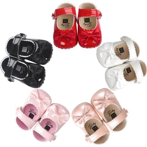 Autumn Infant Newborn Baby Girl Shoes Soft Sole PU Leather First Walkers Crib Bow Shoes 0-18 Months Baby Moccasins Shoes Flats