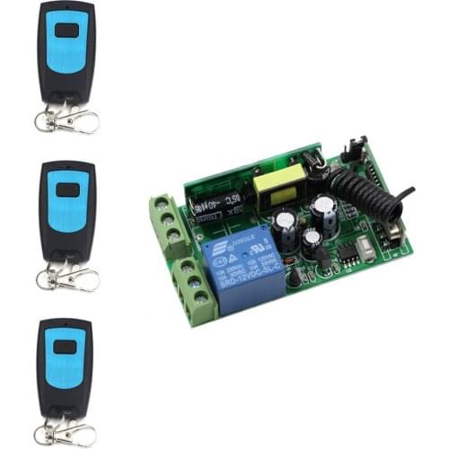 AC85V 110V 220V 230V Wireless Remote Control light switch ON/OFF 1 Channal relay switch with 3PCS transmitter 315Mhz/433Mhz