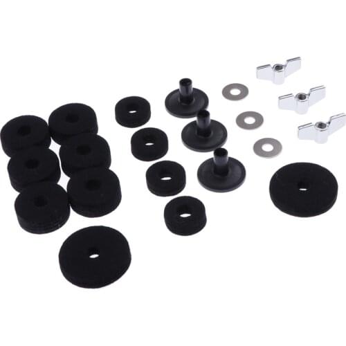 Practical Drum Set Cymbal Felts+Sleeves+Wing Nuts+Washers Set for Hi-Hat Cymbal Stand Accessories